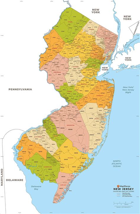 Editable New Jersey Map With Counties Zip Codes Illustrator Pdf Digital Vector Maps
