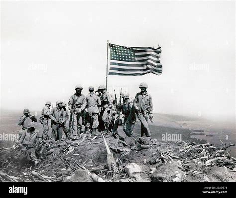Eighty Years Ago Today On February 23 1945 Us Marines Planted The American Flag Atop Mount Suribachi After Securing The Summit During The Battle Of Iwo Jima