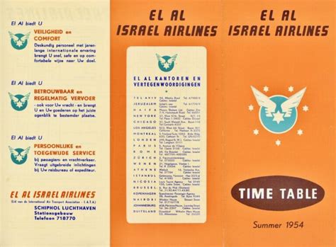 El Al Timetables Israel Airline Museum El Al Timetables Israel Airline Museum