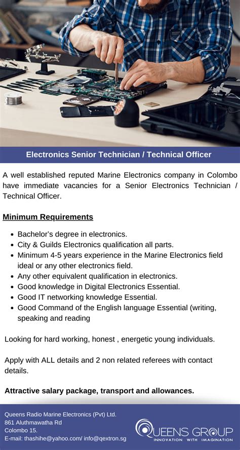 Electronics Senior Technician Technical Officer 2026