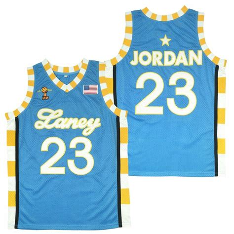 Emsley A Laney High School 23 Michael Jordan Blue Throwback Jersey