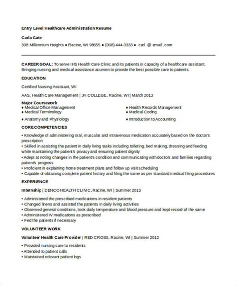 Entry Level Healthcare Administration Resume Mentes Andantes