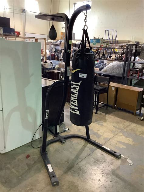 Everlast Punching Bag Amp Speed Bag Combo On Stand Able Auctions