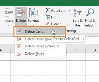 Excel Delete Cells