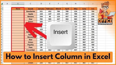 Excel Insert Column Shortcut