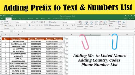 Excel Tutorial How To Add Prefix To Text Or Numbers Youtube
