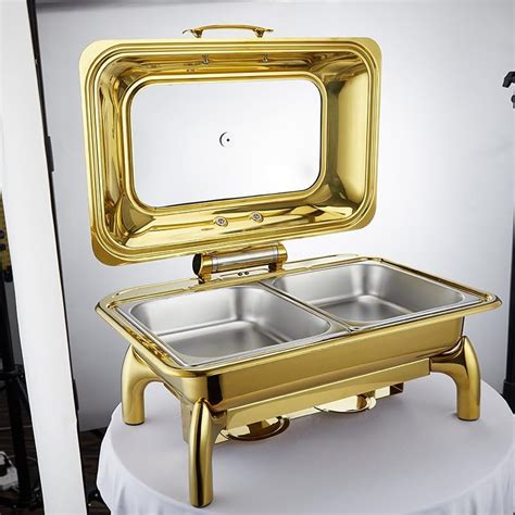 Factory Wholesale Gold Chafing Dish Buffet Set Stainless Steel Catering Food Warmer For Parties Weddings Dinners