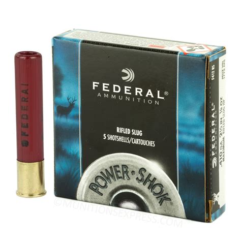 Federal Power Shok 410 Bore Ammo 2 1 2 109Gr Rifled Slug Hollow Point 5 Box