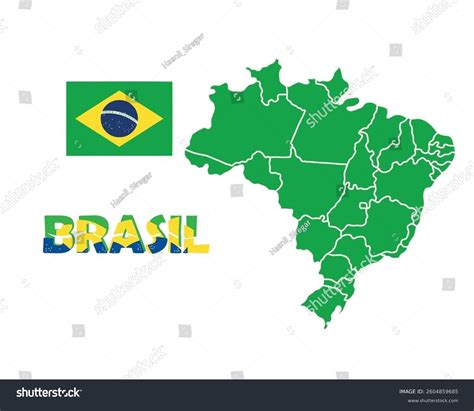 Federal Republic Of Brazil The Capital Is Brasilia Flag Of Brazil Map Of The Continent Of South America With Country Borders Vector Graphics Royalty Free Svg Cliparts Vectors And Stock Illustration Image