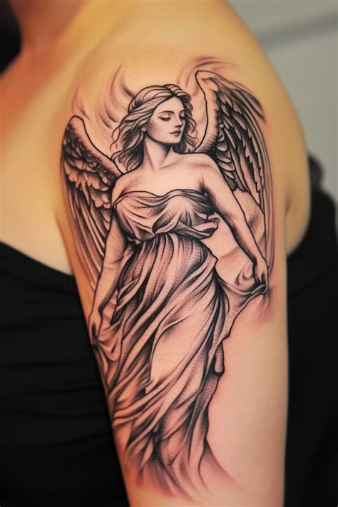 Female Angel Tattoo Design Poster