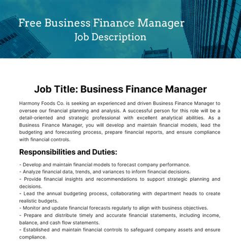 Financial Manager Job Description Template Talentlyft