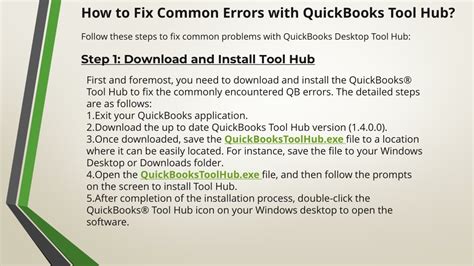 Fix Common Problems And Errors With The Quickbooks Desktop Tool Hub