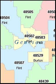 Flint Michigan Zip Code List Flint Zip Code Map Mi