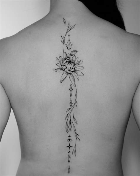 Floral Spine Tattoo Design