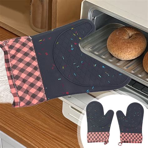 Fnochy Insulated Gloves Kitchen Mitts Long Cotton Baking Gloves