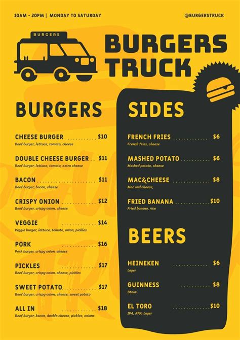 Food Truck Menu Template