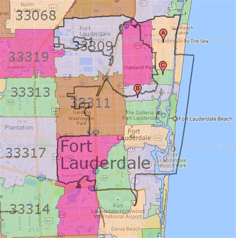 Fort Lauderdale Fl Zip Code Map Premium Marketmaps