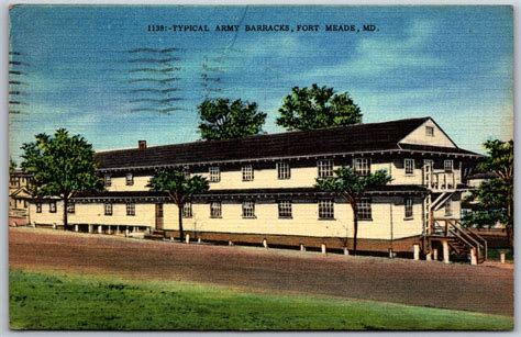 Fort Meade Maryland 1951 Postcard Typical Army Barracks