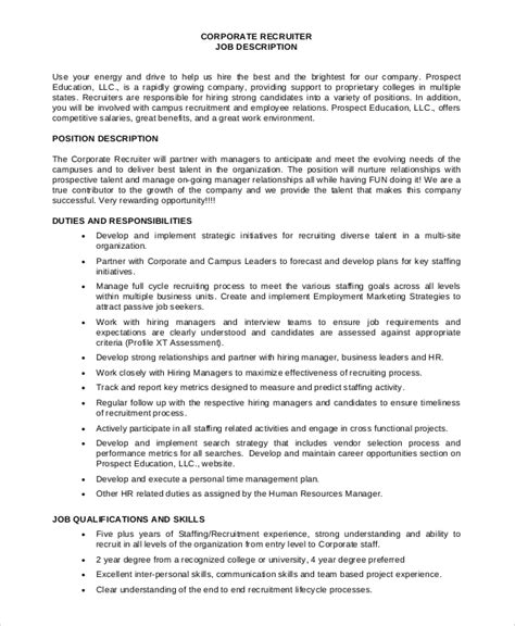 Free 7 Sample Recruiter Job Description Templates In Pdf Ms Word