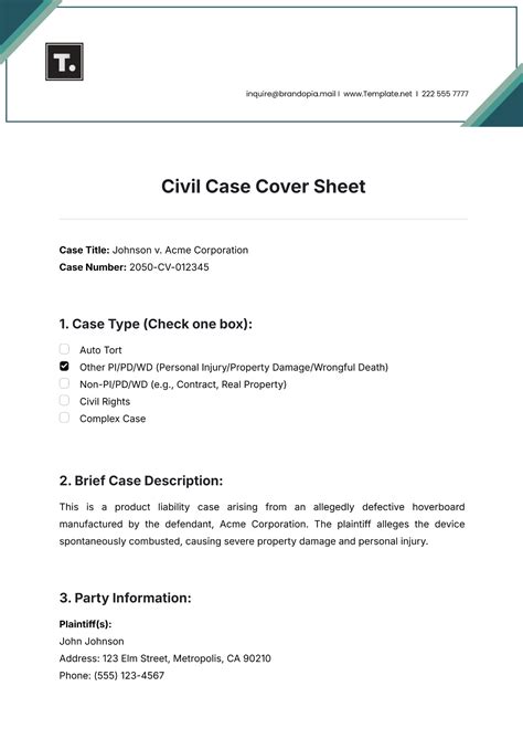 Free Civil Cover Sheet Template To Edit Online