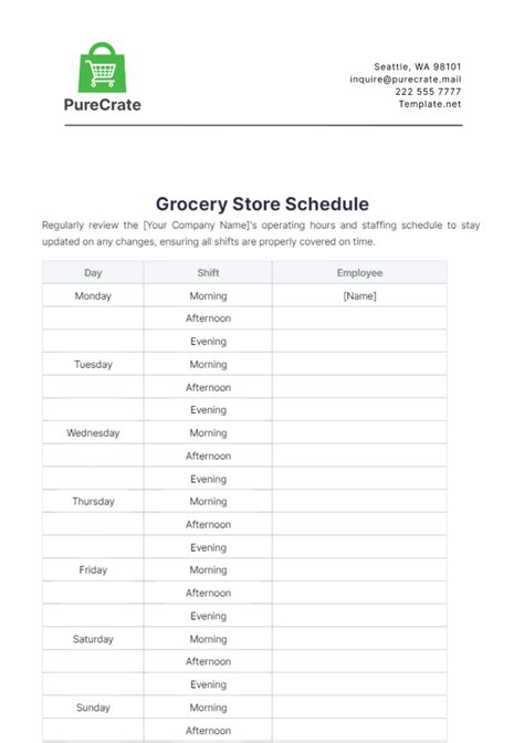 Free Grocery Store Schedule Template To Edit Online Free Grocery Store Schedule Template To Edit Online