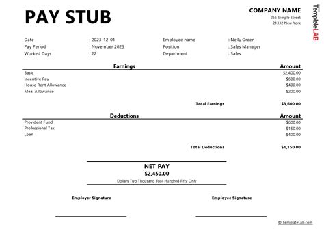 Free Pay Stub Template Preview Sample Paystubs Download