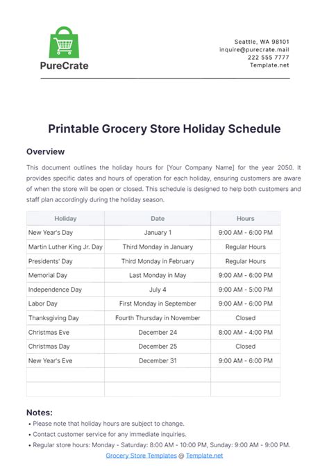 Free Printable Grocery Store Holiday Schedule Template To Edit Online Free Printable Grocery Store Holiday Schedule Template To Edit Online