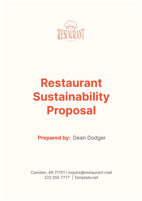 Free Restaurant Sustainability Proposal Template To Edit Online