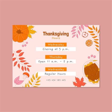 Free Vector Hand Drawn Floral Thanksgiving Open Hours Sign