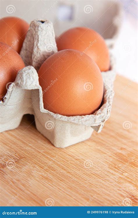 Fresh Farm Eggs In The Cardboard Boxes For Storing Eggs Packaging For