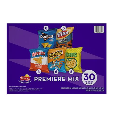 Frito Lay Premiere Mix Chips And Snacks Variety Pack 30 Pk Whole And Natural