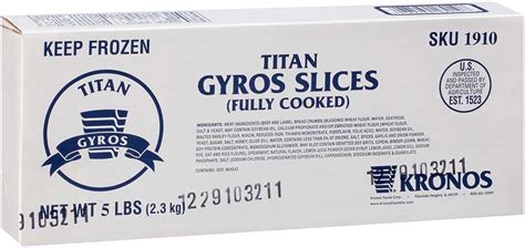 Frozen Snacks Kronos Uncooked Frozen Gyrokone Titan Beef Lamb Strips 1 25 Oz Gyro Slices