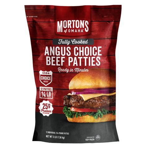 Fully Cooked Angus Choice Beef Patties Morton Amp 39 S Of Omaha