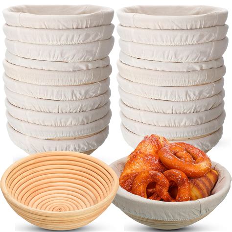 Gejoy 20 Sets Bread Proofing Baskets Bulk 9 Inches Round Shaped