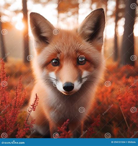 Generative Ai Close Up Of A Curious Fox In The Forest Stock