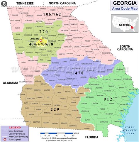 Georgia Area Codes Map Of Georgia Area Codes Worksheets Library