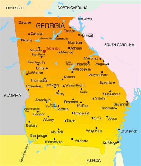 Georgia Cities Map Guide Of The World