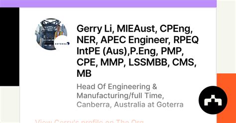 Gerry Li Mieaust Cpeng Ner Apec Engineer Rpeq Intpe Aus P Eng