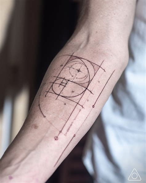 Golden Spiral Masterpiece Fine Line Geometric Tattoo Art By Gentl John In Los Angeles Br 1Mm Tattoo Studio