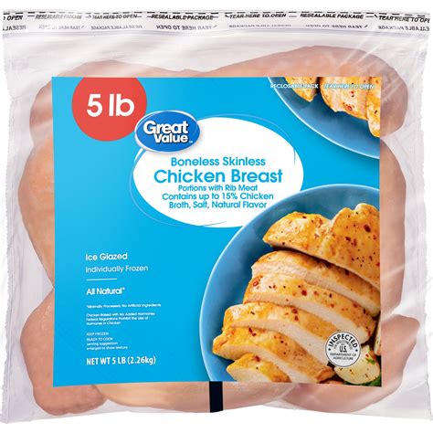 Great Value Boneless Skinless Chicken Breast 5 Lb Frozen Walmart