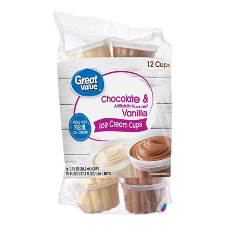 Great Value Ice Cream Cups 36 Fl Oz 12 Pack Chocolate And Vanilla Individually Portioned Walmart Com