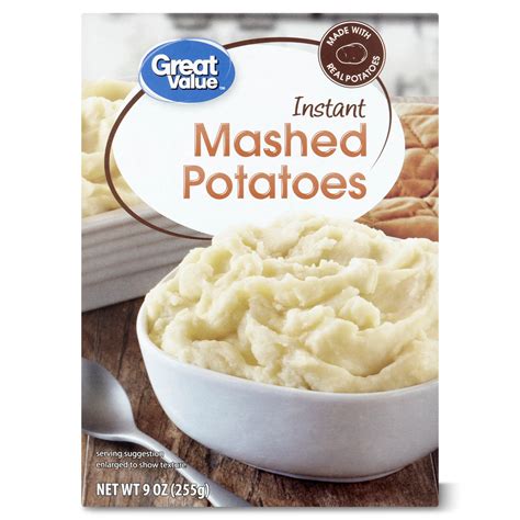 Great Value Instant Mashed Potatoes 9 Oz Shelf Stable Made With Real Potatoes Ready In Minutes Walmart Com