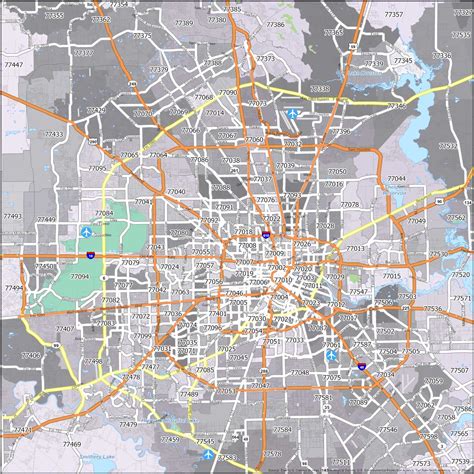 Greater Houston Metro Area Zip Code Map Texas Map Store