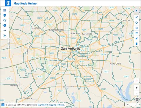 Greater San Antonio Metro Area Zip Code Map American Map Store