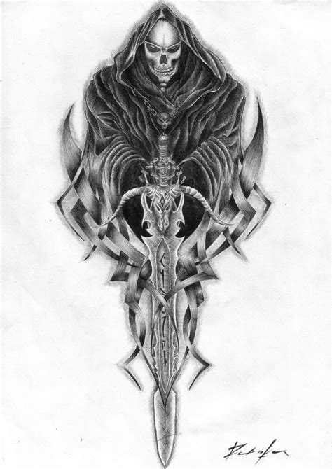 Grim Reaper Tattoo Drawings Watercolor Tattoo Design