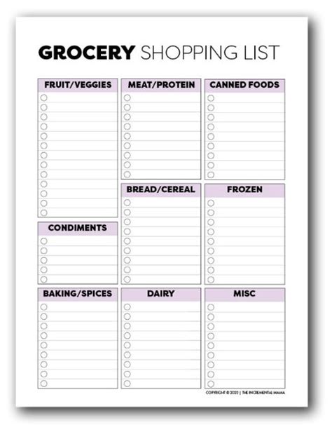 Grocery List Template Grocery List Planner Grocery List Printable Grocery List Template Grocery List Planner Grocery List Printable