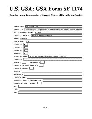 Gsa Sf 1174 Form Fill Online Printable Fillable Blank Pdffiller