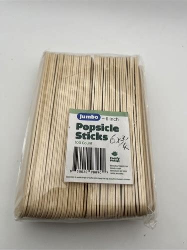 Gusto 100 Count Jumbo 6 Inch Wooden Multi Purpose Popsicle Sticks