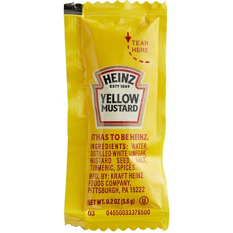 Heinz 5 6 Gram Yellow Mustard Packets 200 Case