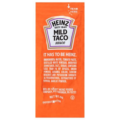 Heinz Single Serve Taco Sauce 9 69 Lb Away From Home Heinz Single Serve Taco Sauce 9 69 Lb Away From Home